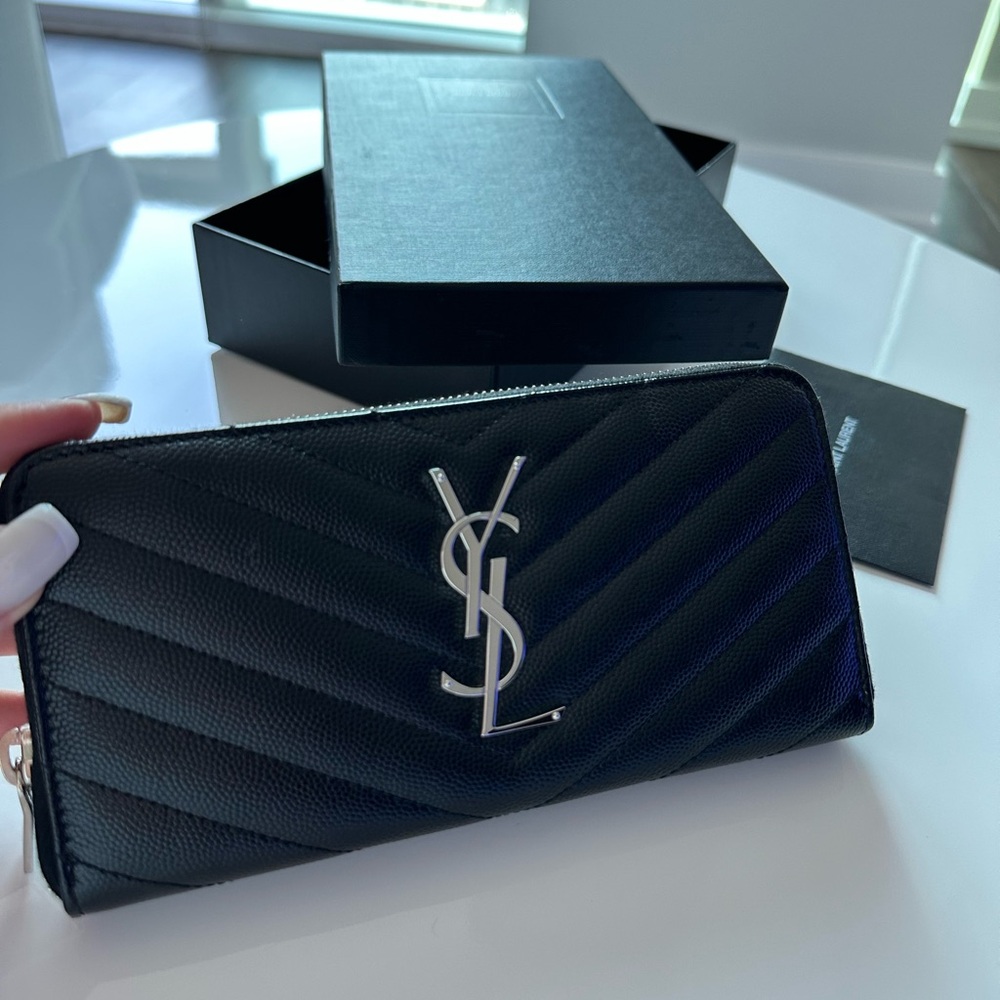 YSL Monogram Zip Wallet Black - Picture 6 of 7